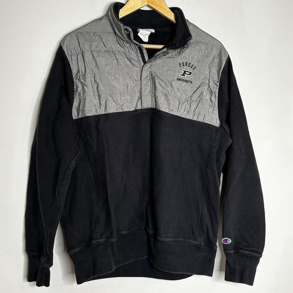 Purdue Champion reverse Weave Quarter Snap Sweatshirt (M)